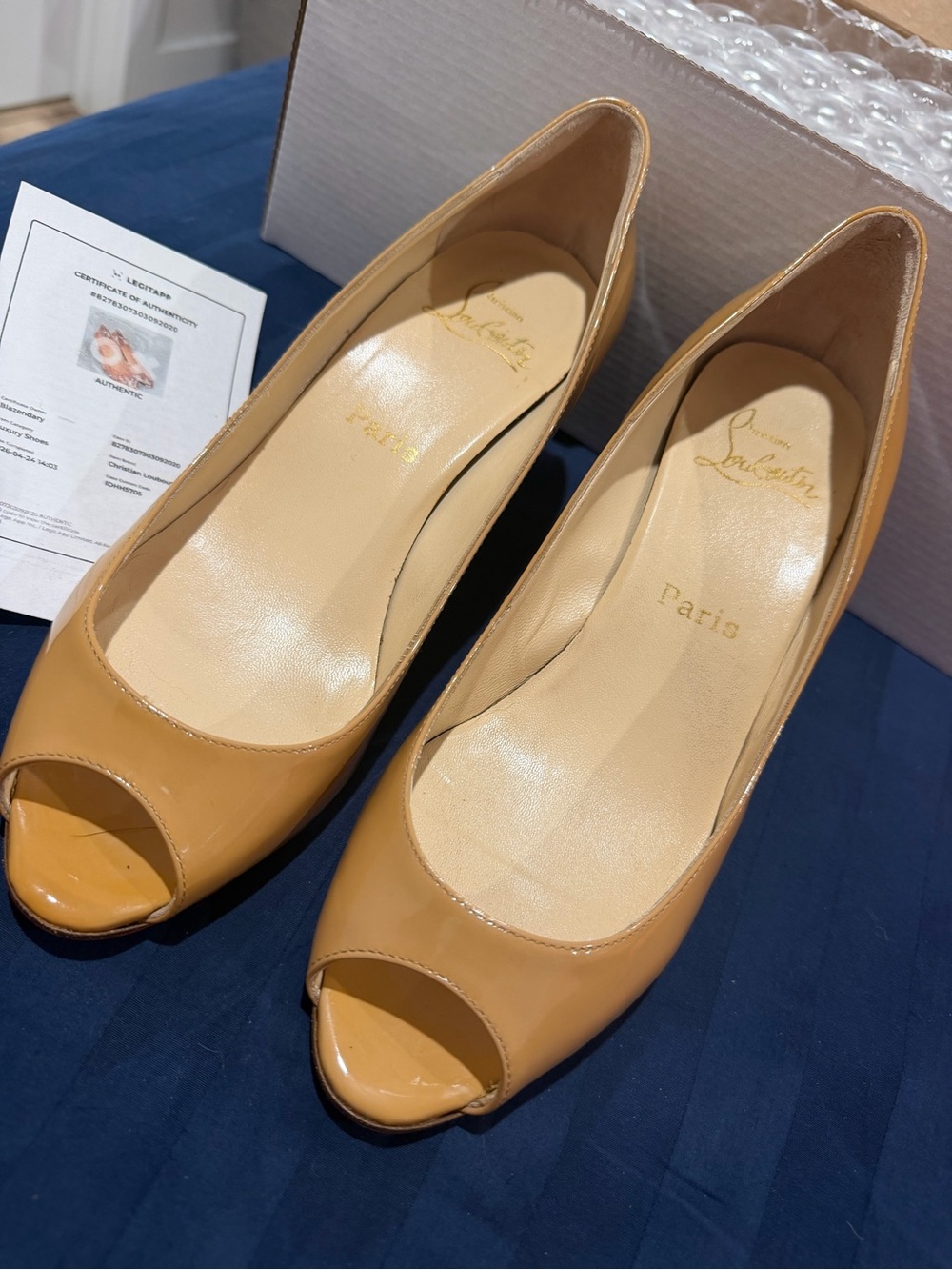 Christian Louboutin Beige Peep-Toe wedges